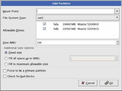 Kotak dialog menentukan sistem file