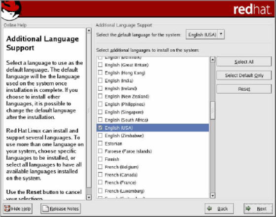 Kotak dialog konfigurasi bahasa tambahan